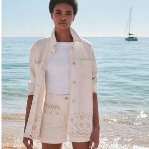 LOFT Cream Eyelet Jacket and Shorts Set